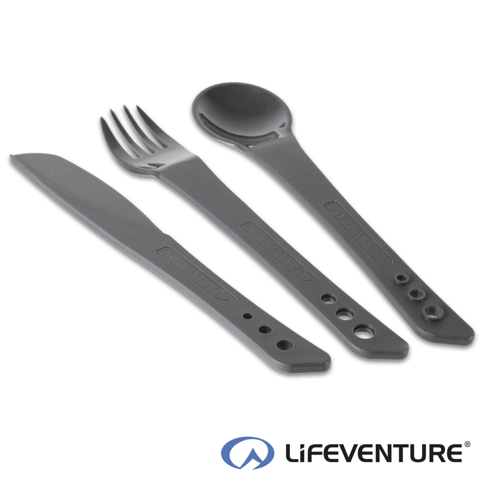 Lifeventure Ellipse Plastic Camping Cutlery - Graphite