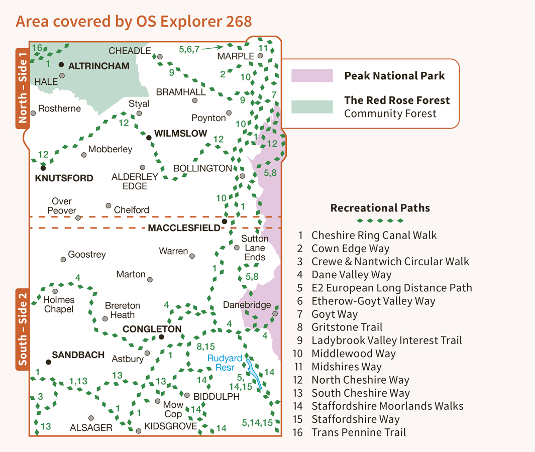 Ordnance Survey Explorer Active - 268 - Wilmslow, Macclesfield and Congleton