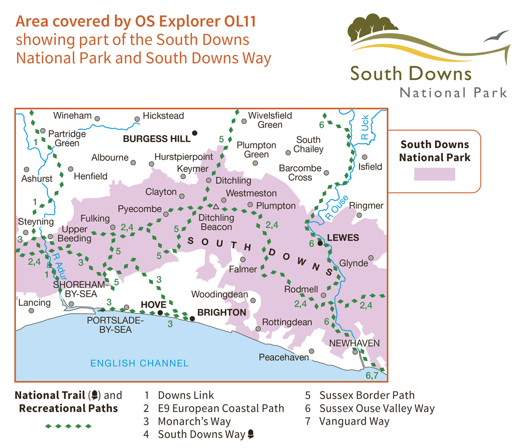 Ordnance Survey Explorer Active - OL 11 - Brighton and Hove