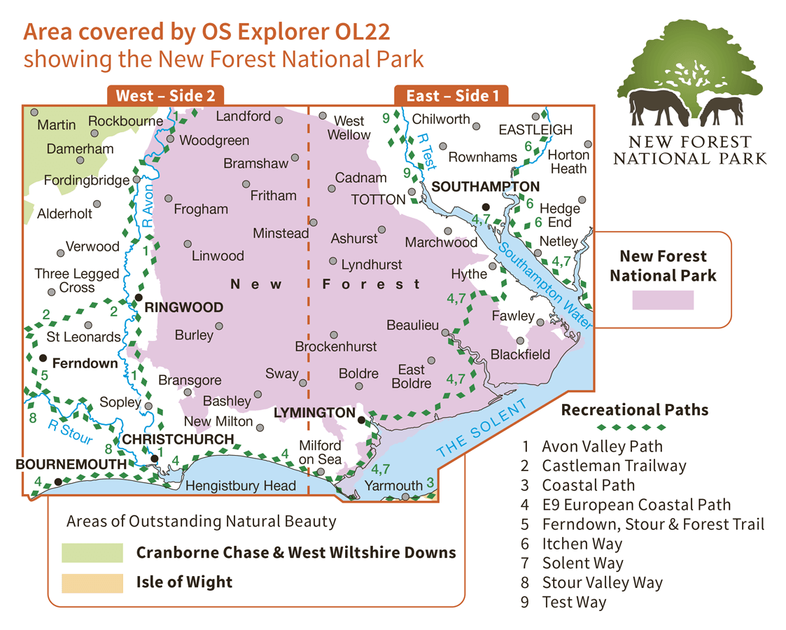 Ordnance Survey Explorer Active - OL 22 - New Forest