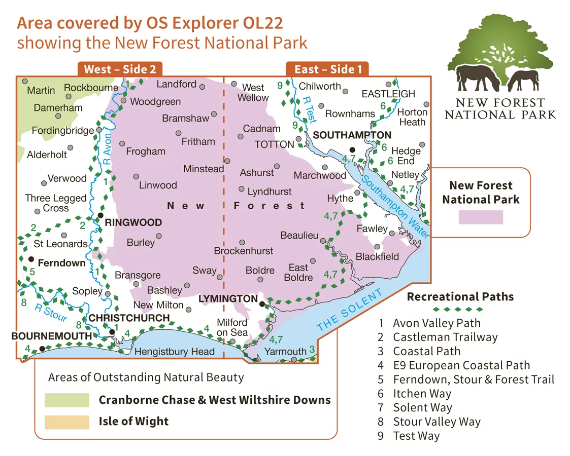 Ordnance Survey Explorer Active - OL 22 - New Forest