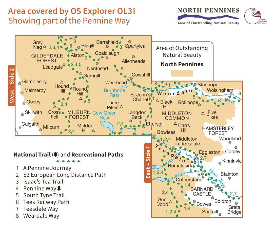 Ordnance Survey Explorer Active - OL 31 - North Pennines