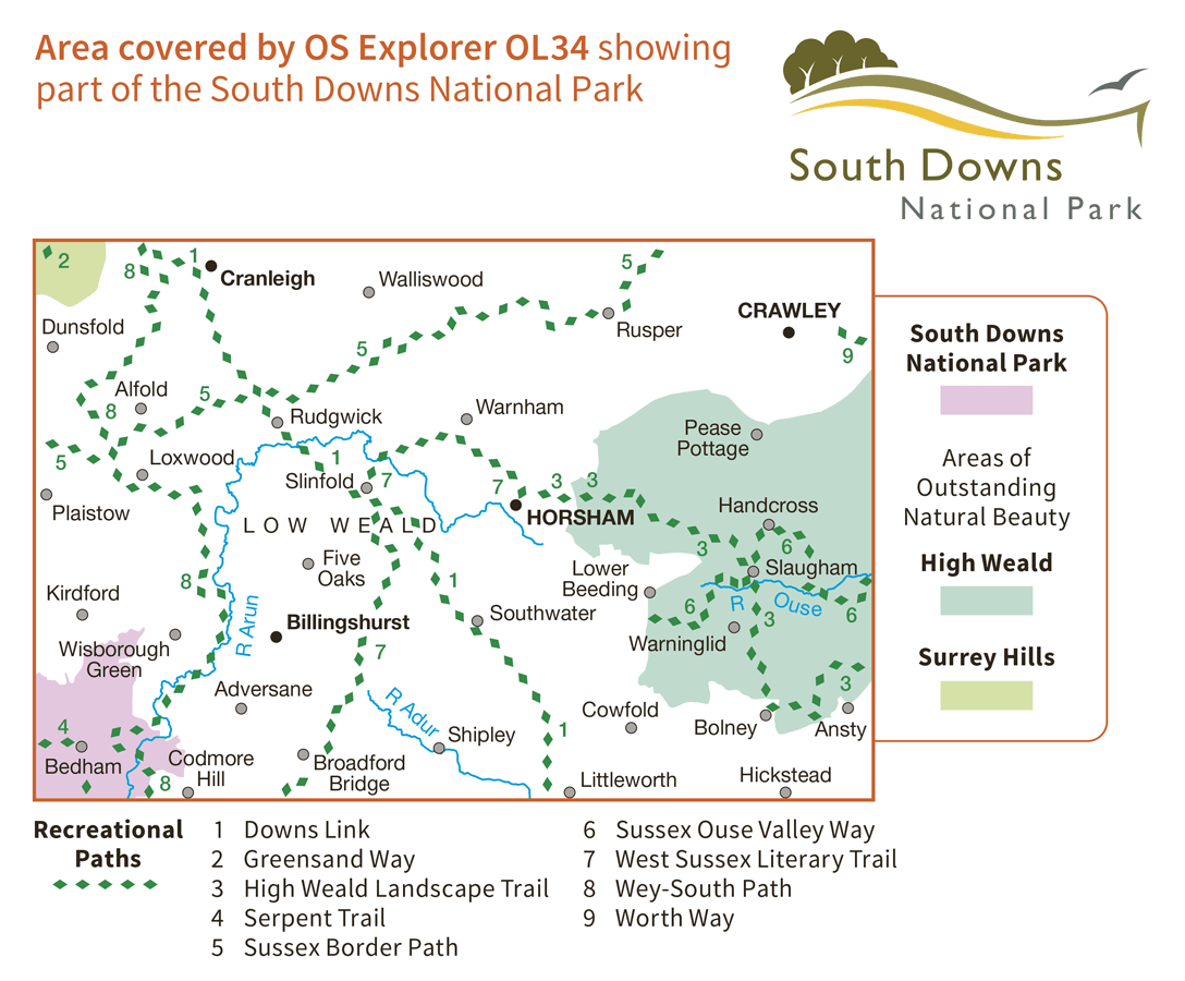 Ordnance Survey Explorer - OL 34 - Crawley and Horsham