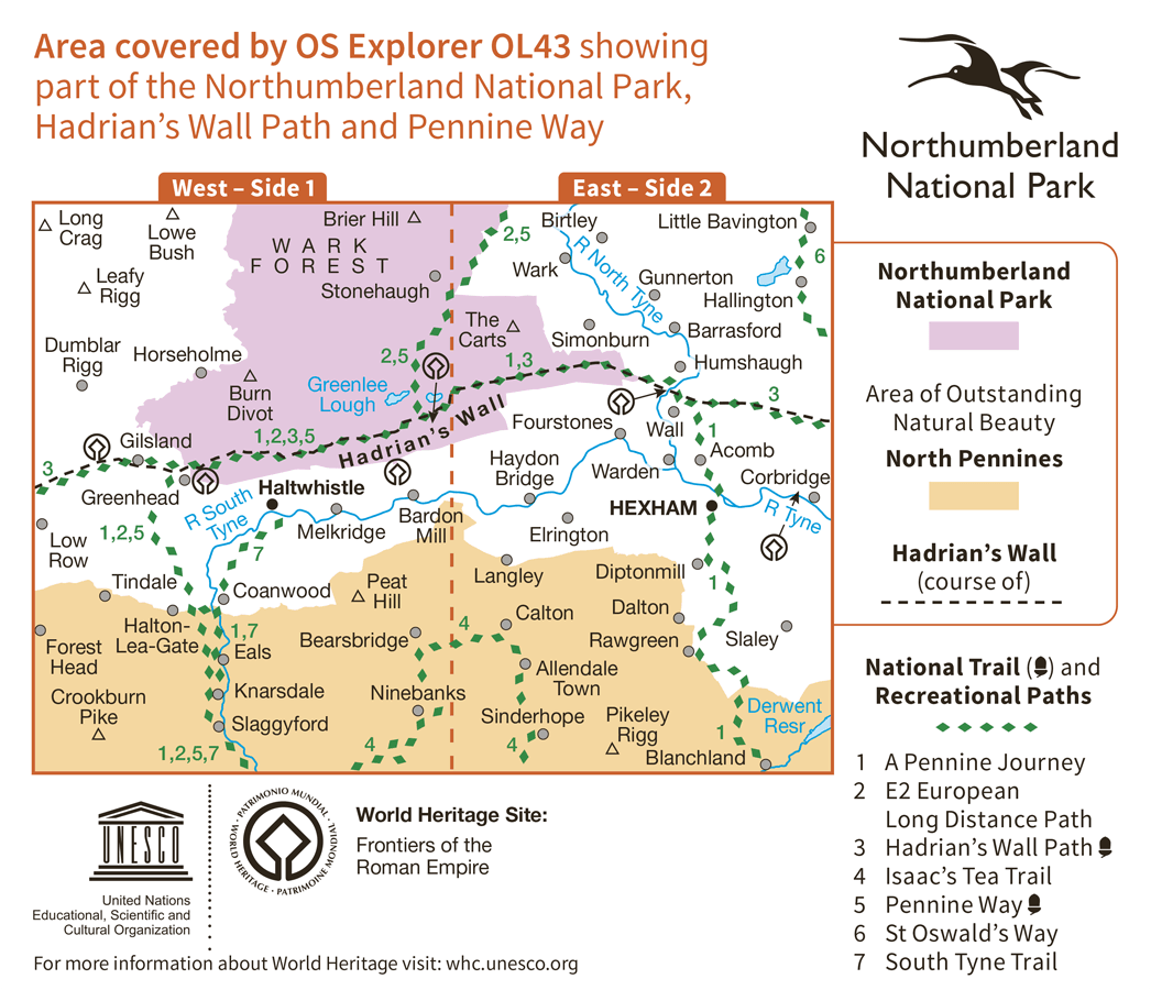 Ordnance Survey Explorer Active - OL 43 - Hadrians Wall