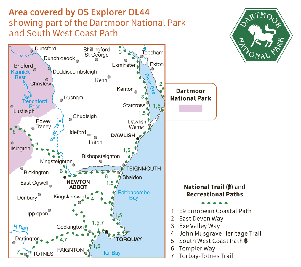 Ordnance Survey Explorer Active - OL 44 - Torquay and Dawlish