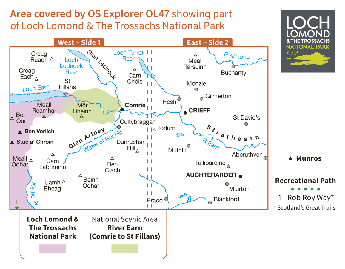 Ordnance Survey Explorer Active - OL 47 - Crieff, Comrie and Glen Artney