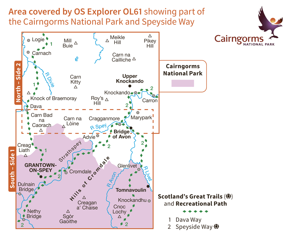 Ordnance Survey Explorer Active - OL 61 - Grantown-on-Spey and Hills of Cromdale