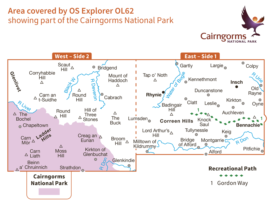 Ordnance Survey Explorer Active - OL 62 - Correen Hills and Glenlivet