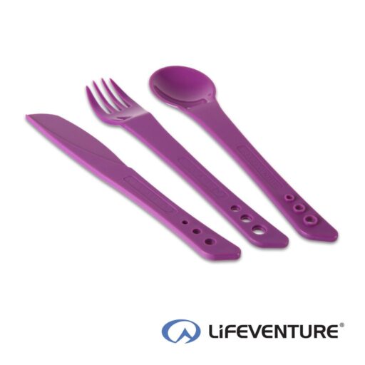 Lifeventure Ellipse Plastic Camping Cutlery - Purple
