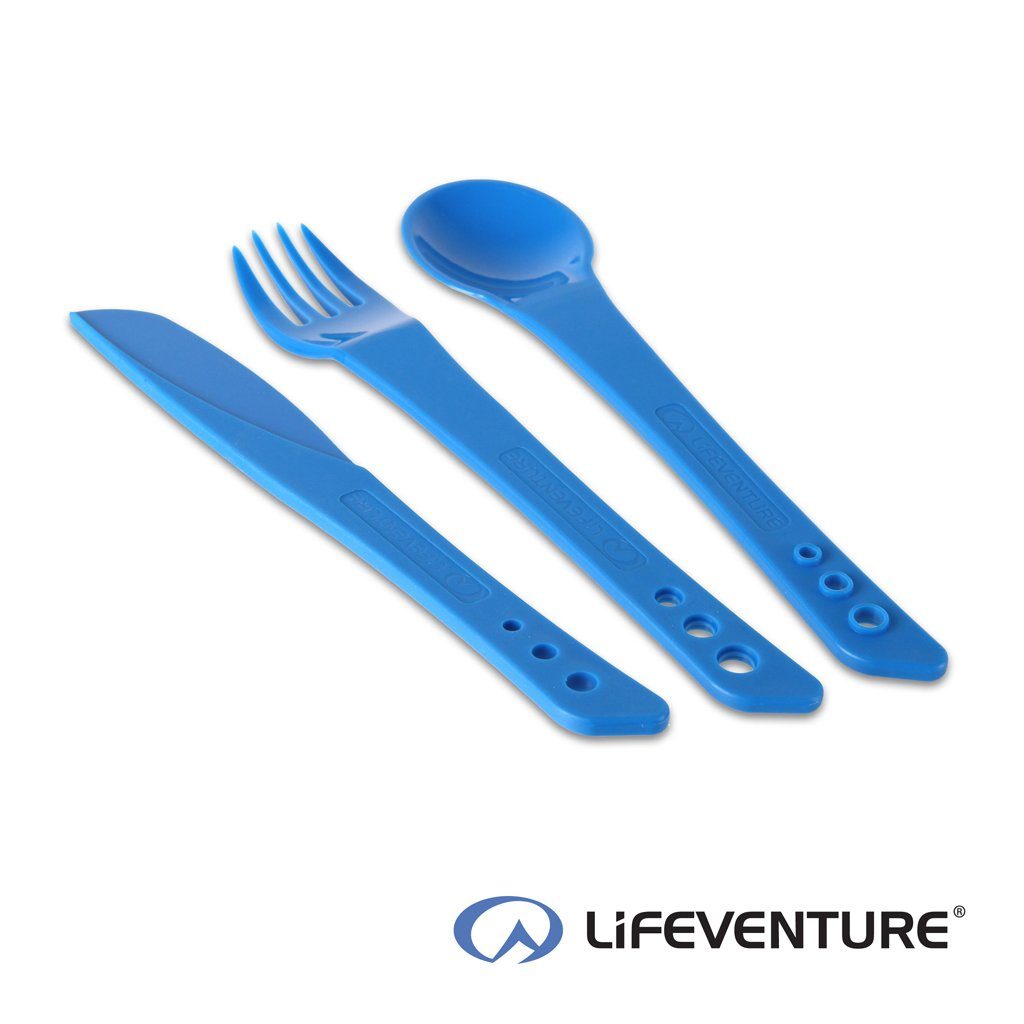 Lifeventure Ellipse Plastic Camping Cutlery - Blue