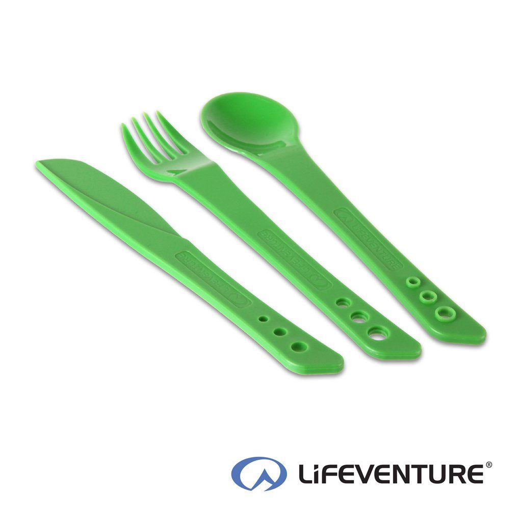 Lifeventure Ellipse Plastic Camping Cutlery - Green