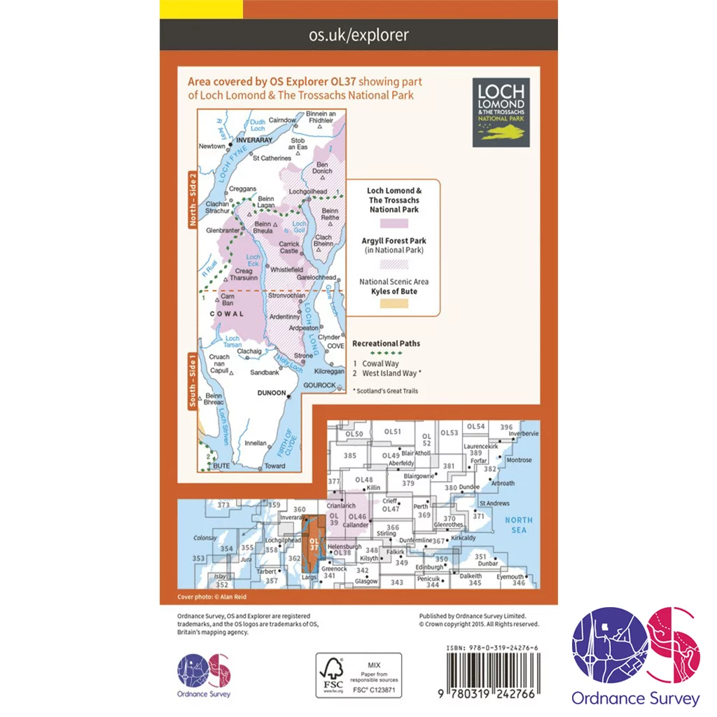 Ordnance Survey Explorer - OL 37 - Cowal East - Image 2