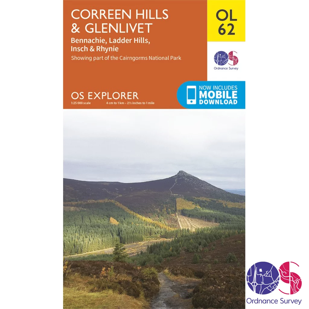 Ordnance Survey Explorer - OL 62 - Correen Hills and Glenlivet