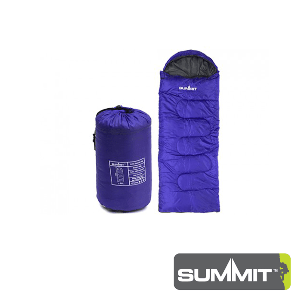 Summit Envelope Junior Sleeping Bag With Hood - Blue