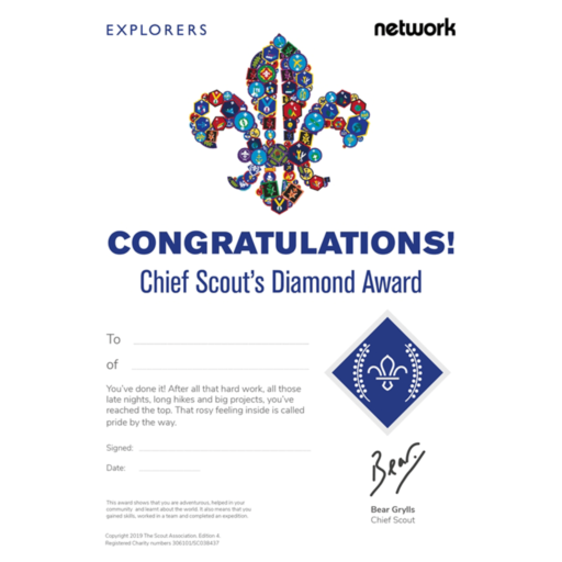 Network / Explorers Chief Scout’s Diamond Award Certificates  – 10 Pack