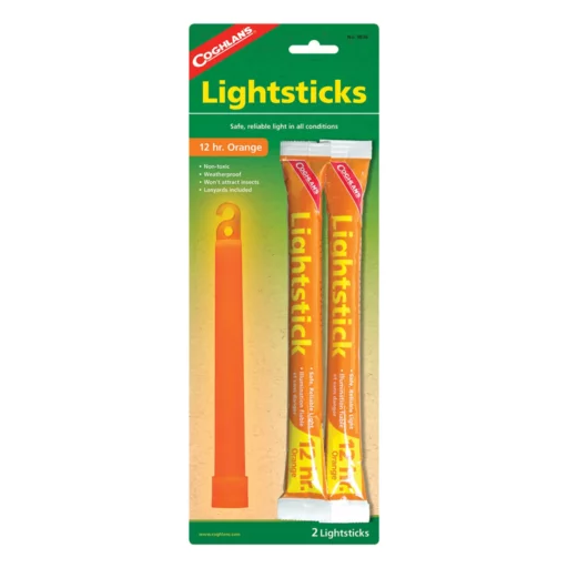 Coghlans 12 Hour Lightsticks – Orange – Twin Pack